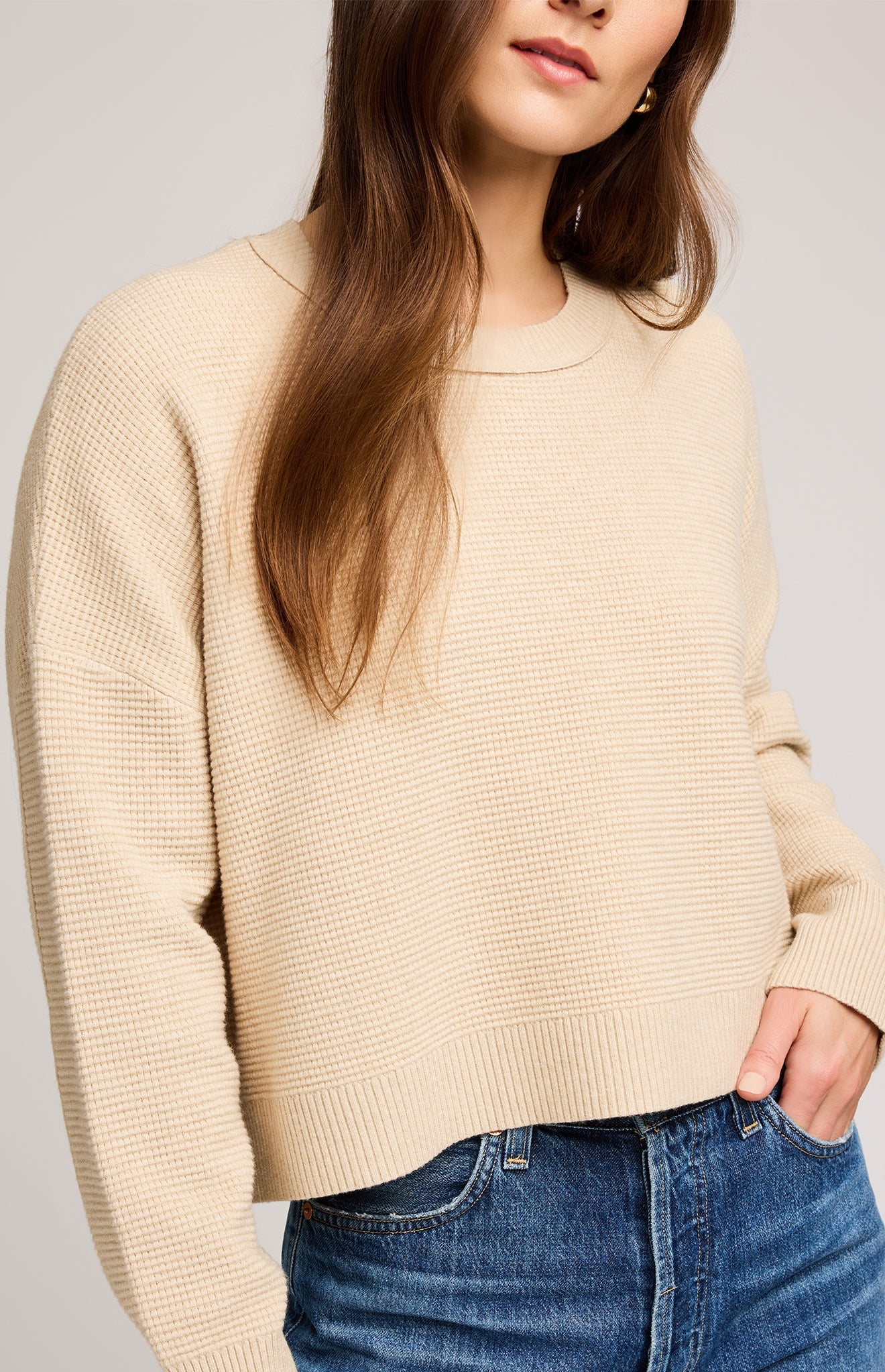 Axel Crewneck Sweater|color:Heather Sandstone