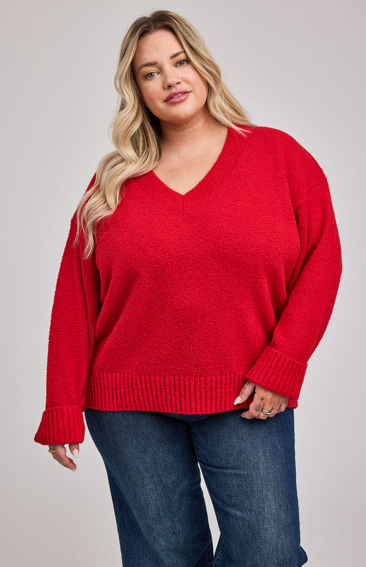 Tilda V-Neck Sweater|color:Red