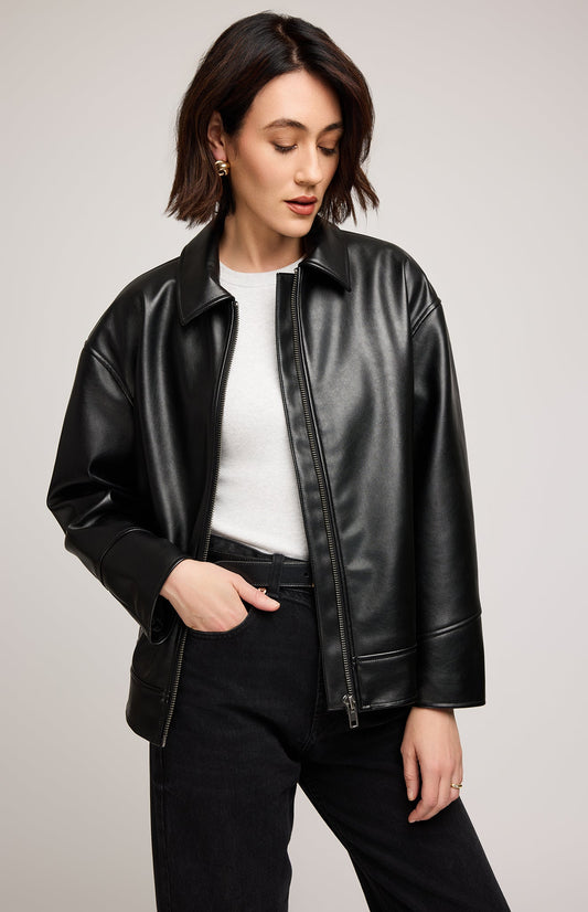 Audrey Vegan Leather Jacket|color:Black