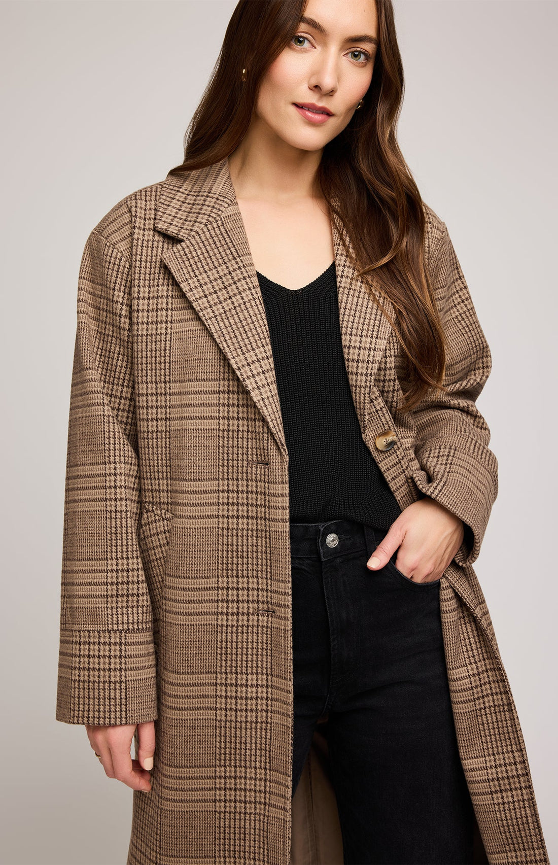 Rosamund Coat|color:Chocolate Glencheck