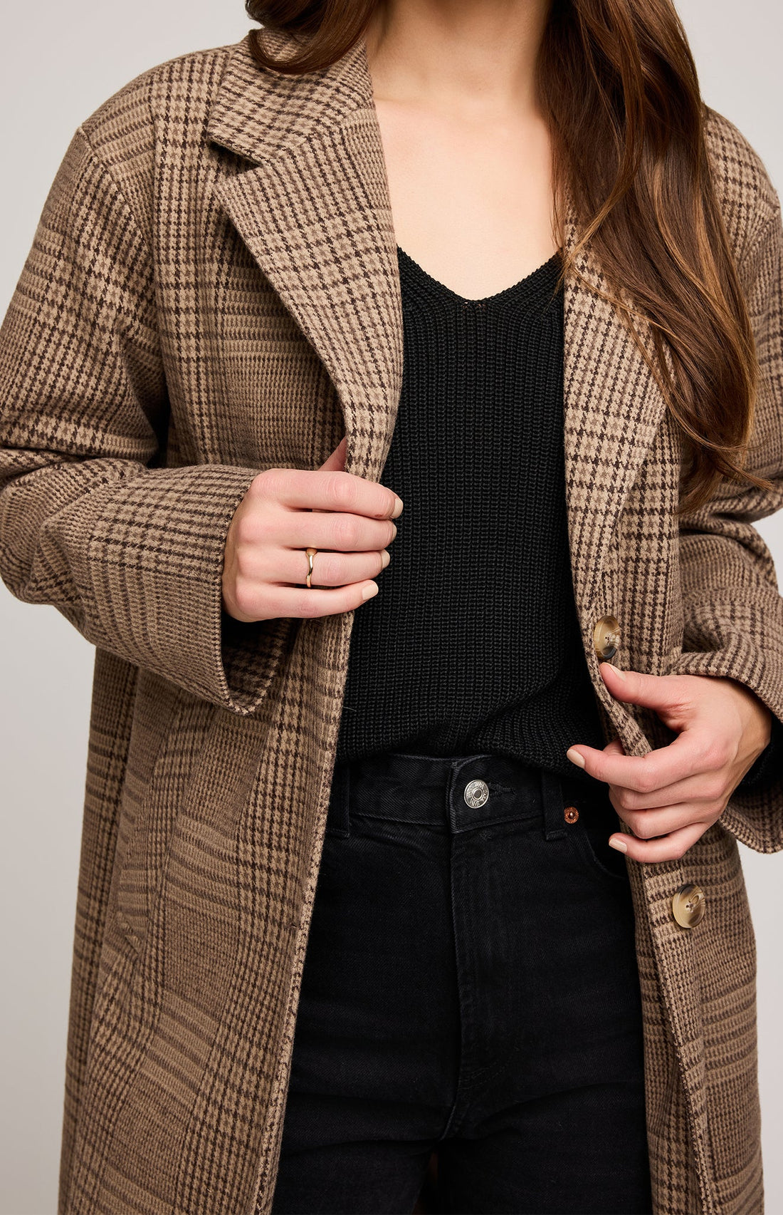 Rosamund Coat|color:Chocolate Glencheck