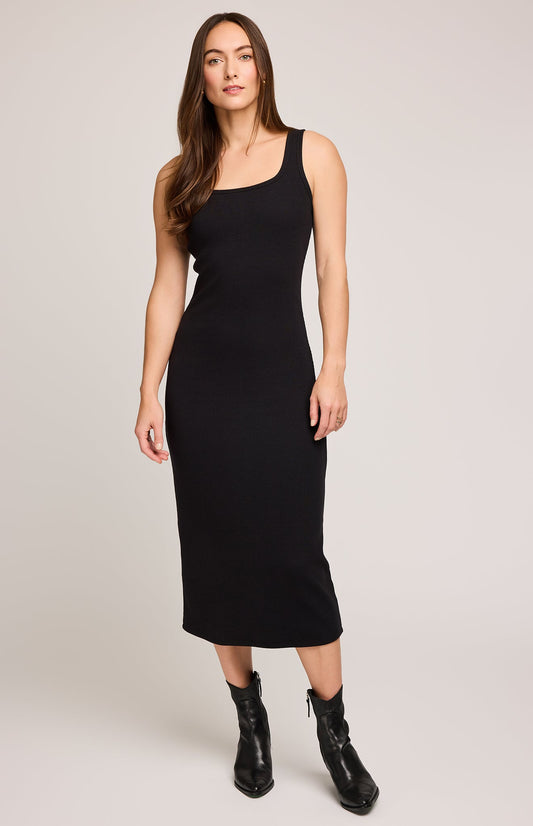 Daisy Ribbed Midi Dress|color:Black