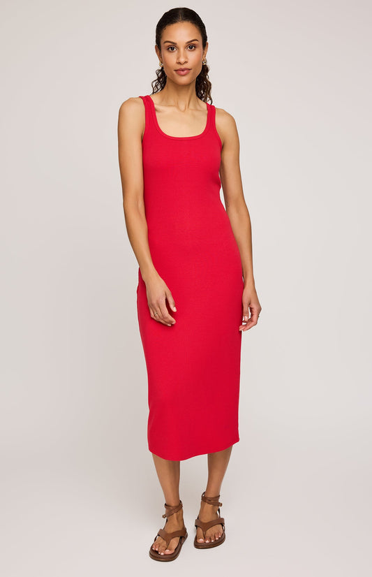 Daisy Ribbed Midi Dress|color:Red