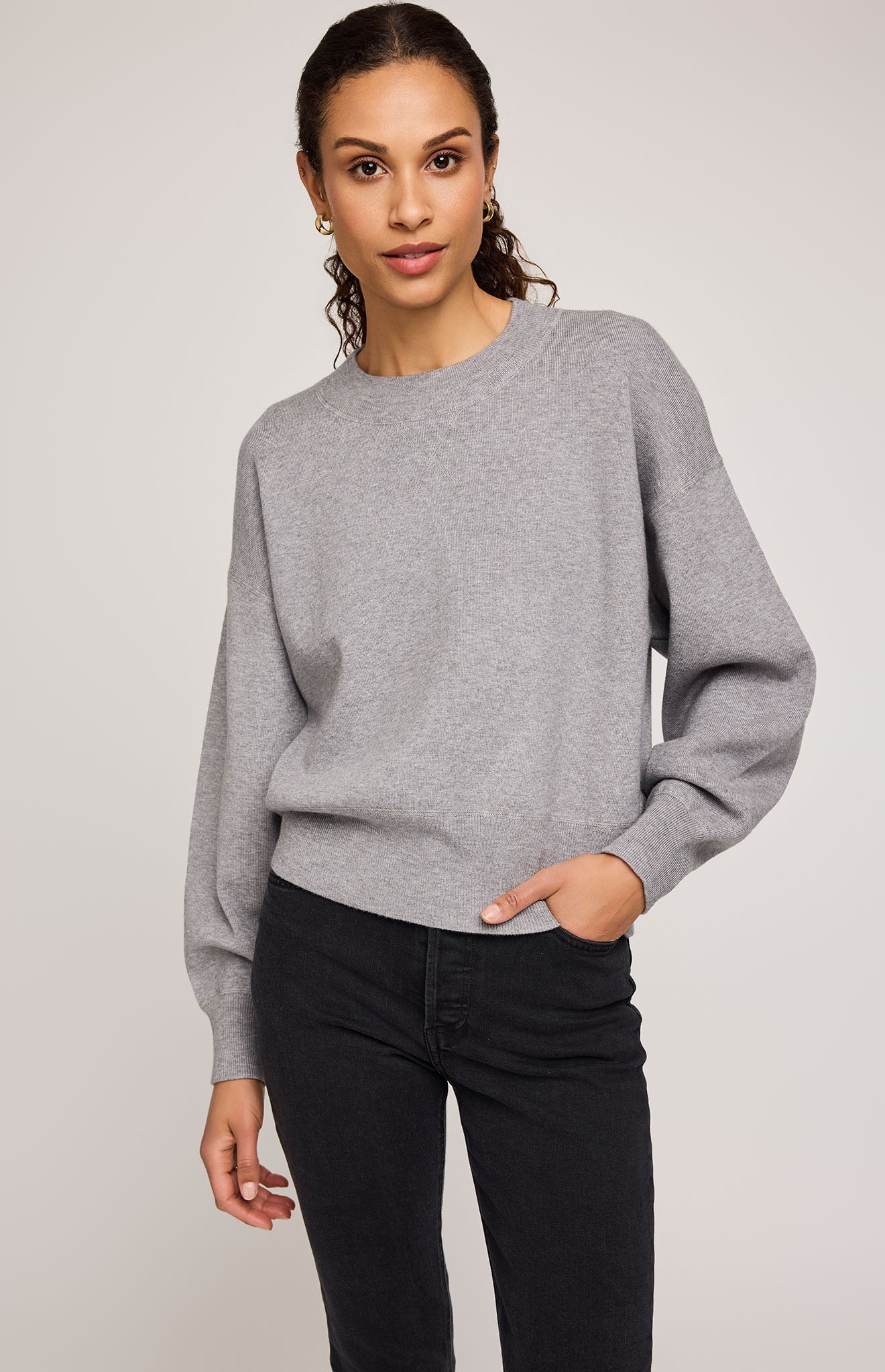 Alfie Crewneck Sweater|color:Heather Grey