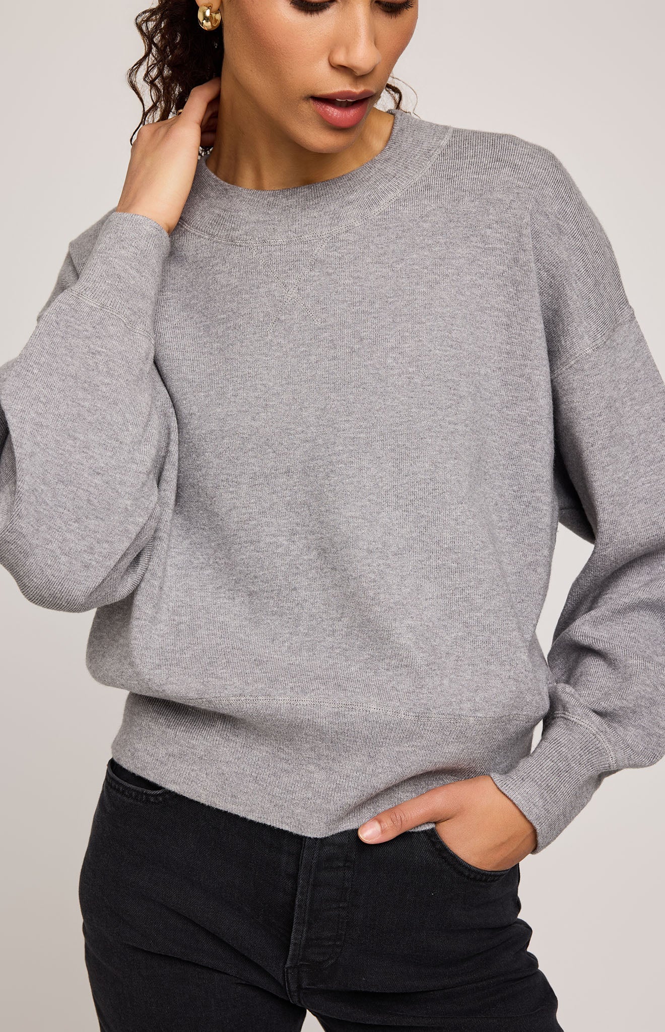 Alfie Crewneck Sweater|color:Heather Grey
