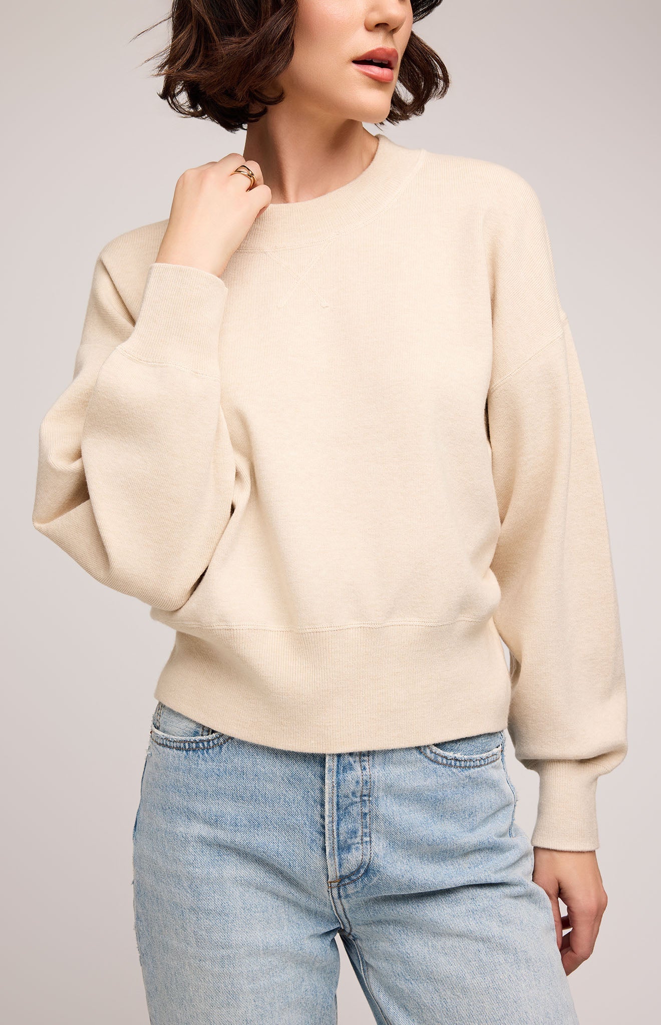 Alfie Crewneck Sweater|color:Heather Oat
