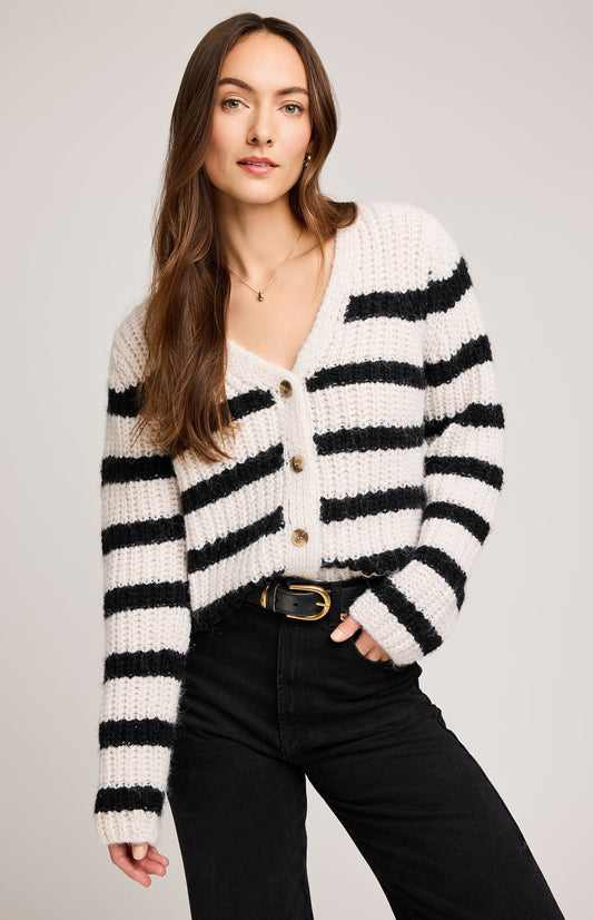 Melanie Cardigan|color:Black Stripe
