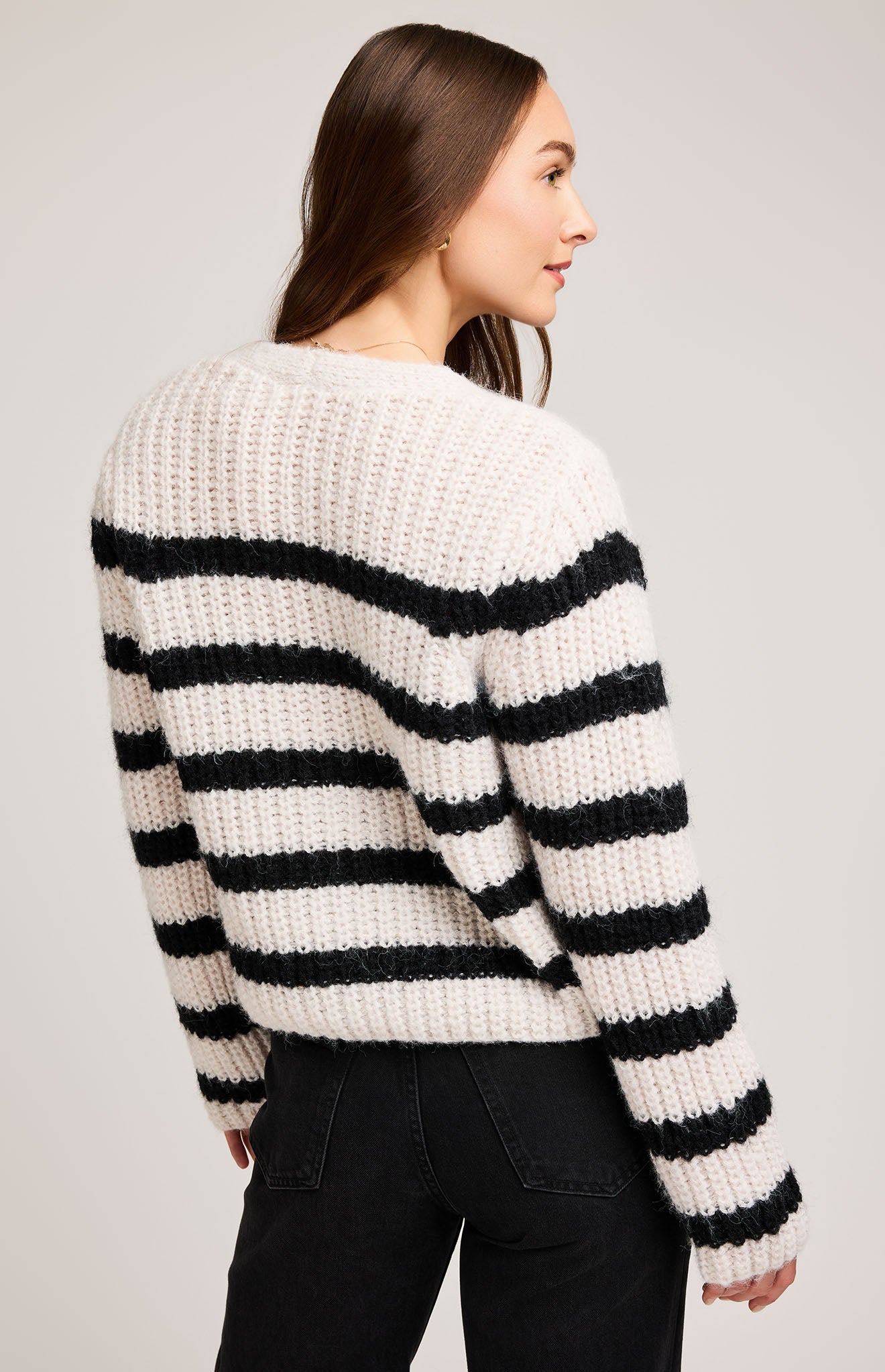 Melanie Cardigan|color:Black Stripe