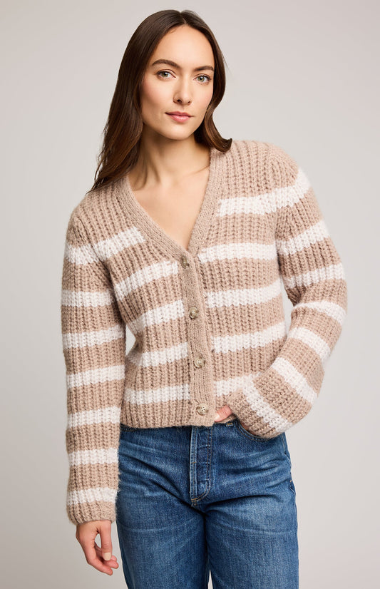 Melanie Cardigan|color:Oat Stripe