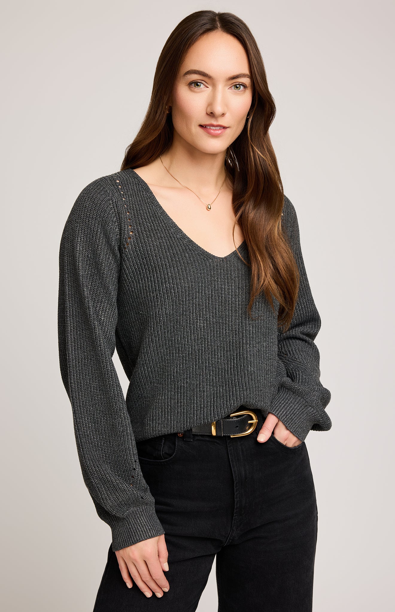 Hailey Pullover Sweater|color:Heather Charcoal