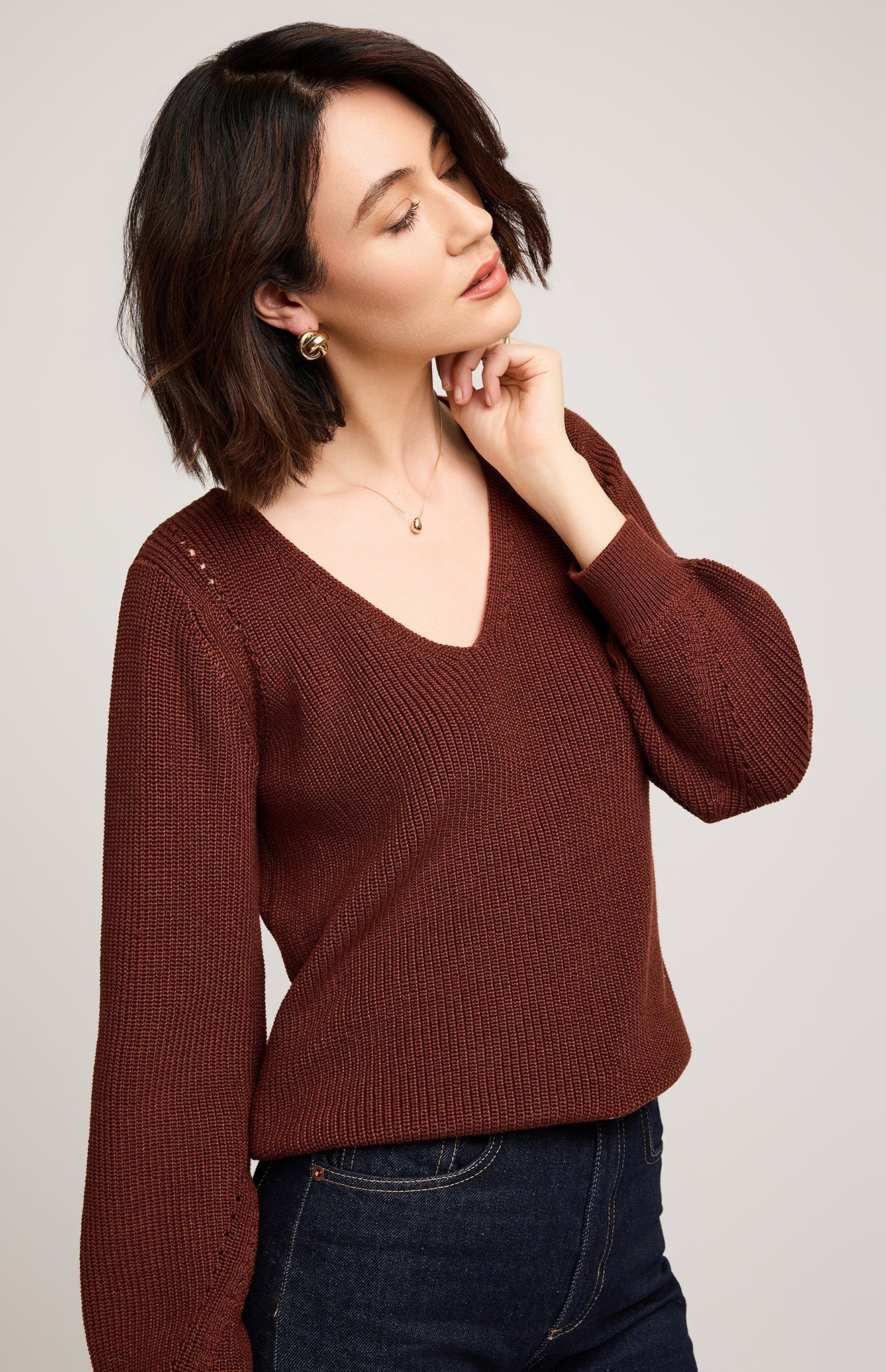 Hailey Pullover Sweater|color:Mahogany