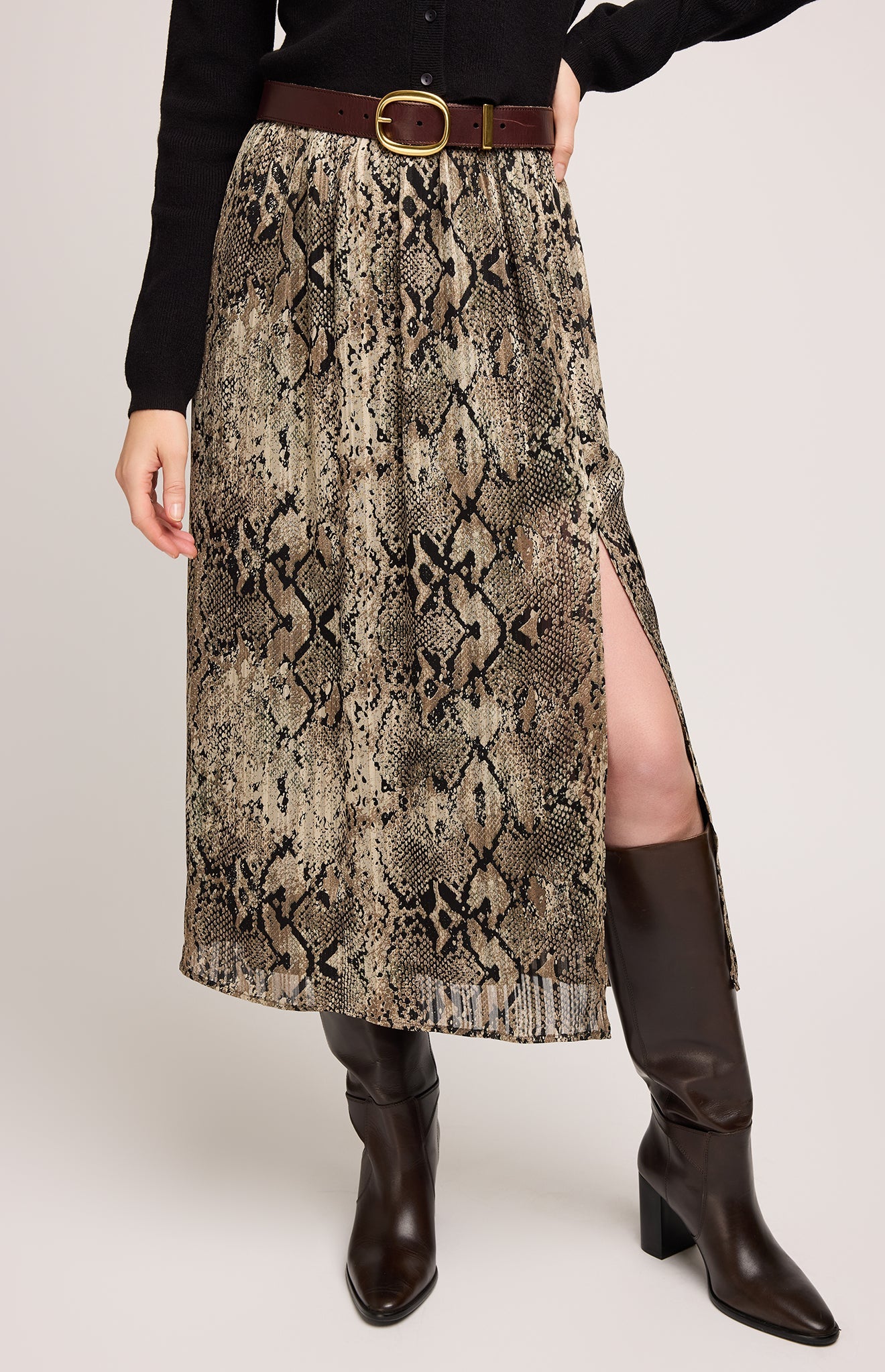 Adeline Midi Skirt|color:Jade Snake