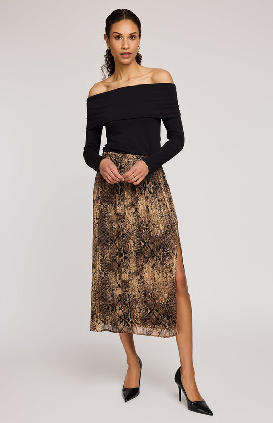 Adeline Midi Skirt|color:Topaz Snake