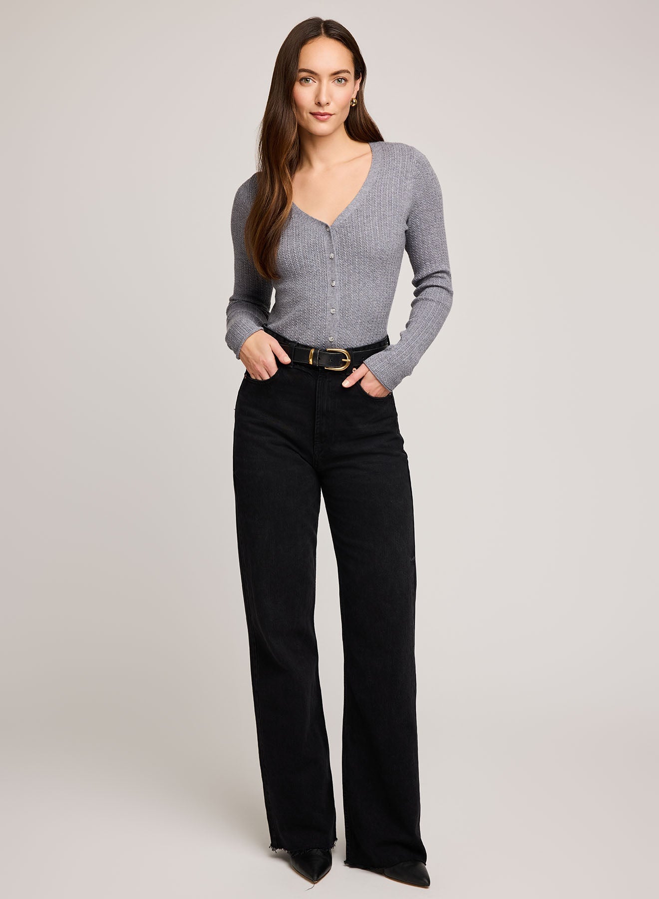 Mia V-Neck Top|Color:Heather Grey