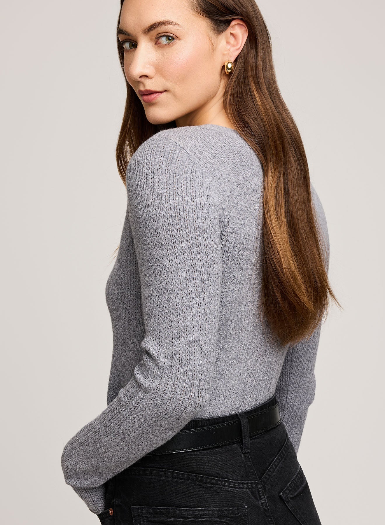 Mia V-Neck Top|Color:Heather Grey