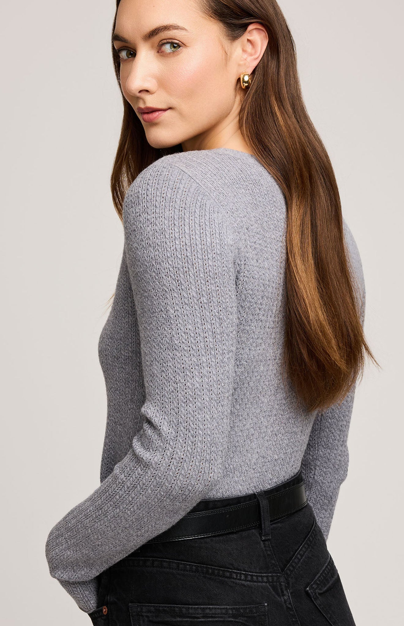 Mia V-Neck Top|Color:Heather Grey