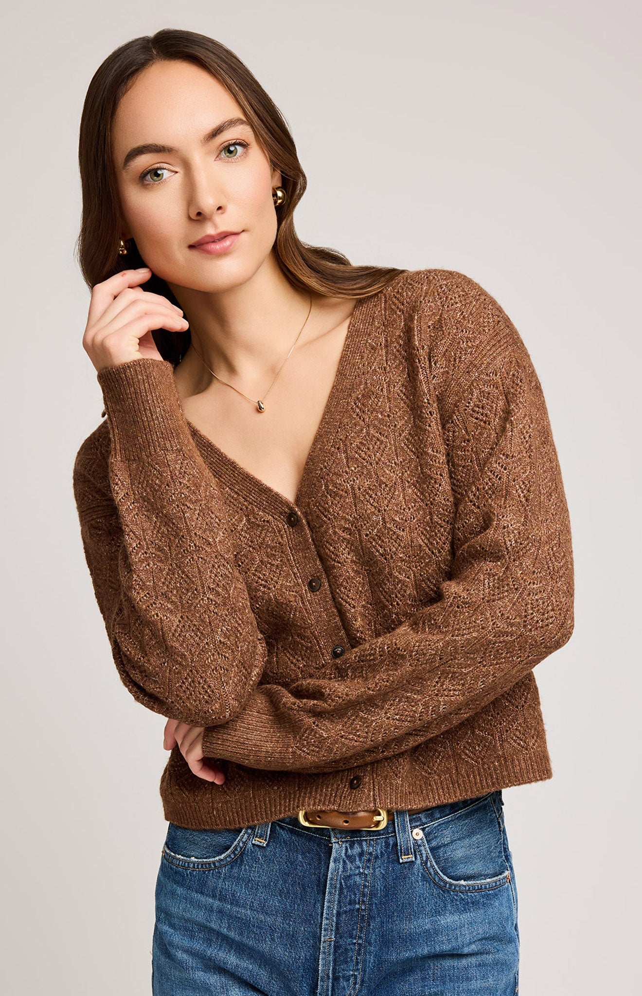 Lila Cardigan|Color:Heather Chestnut