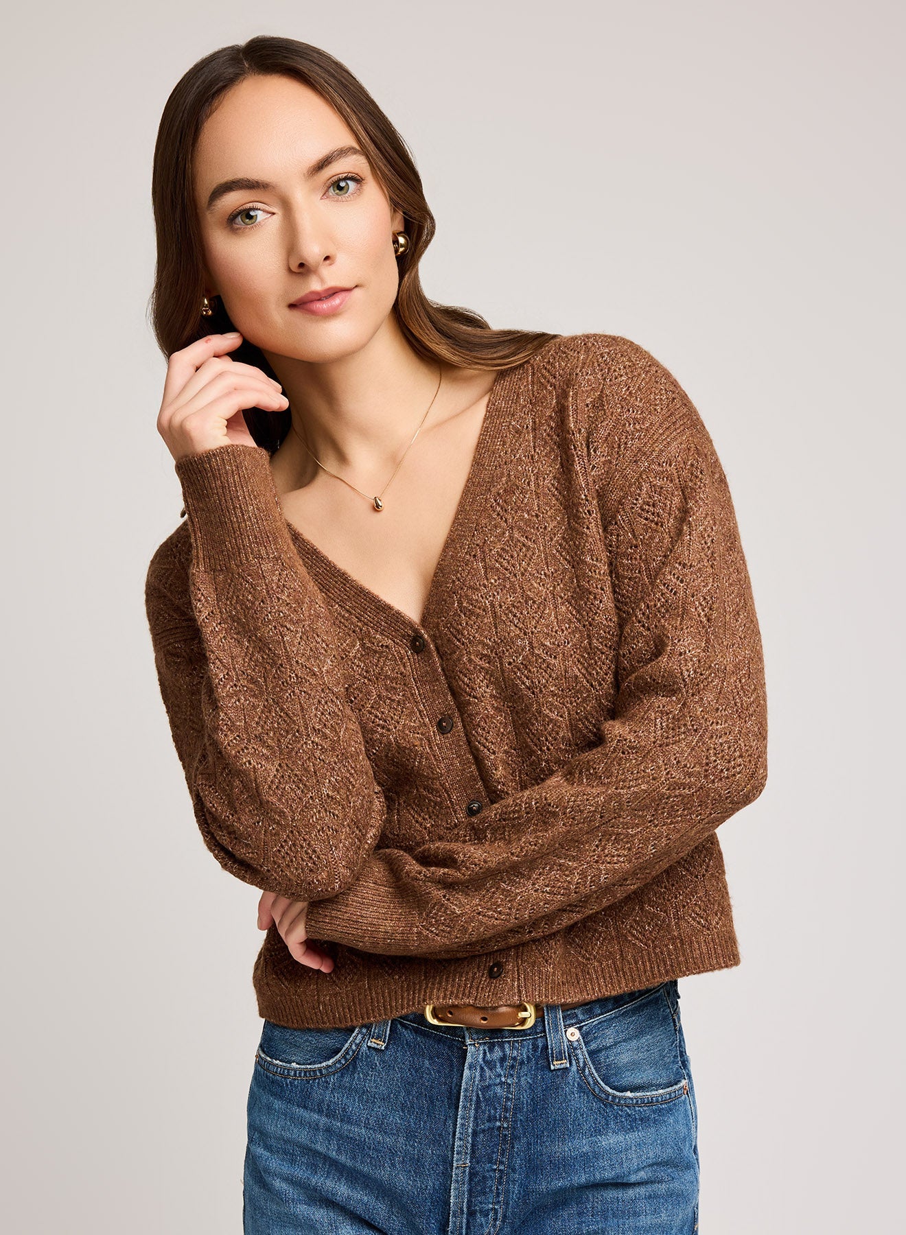 Lila Cardigan|Color:Heather Chestnut