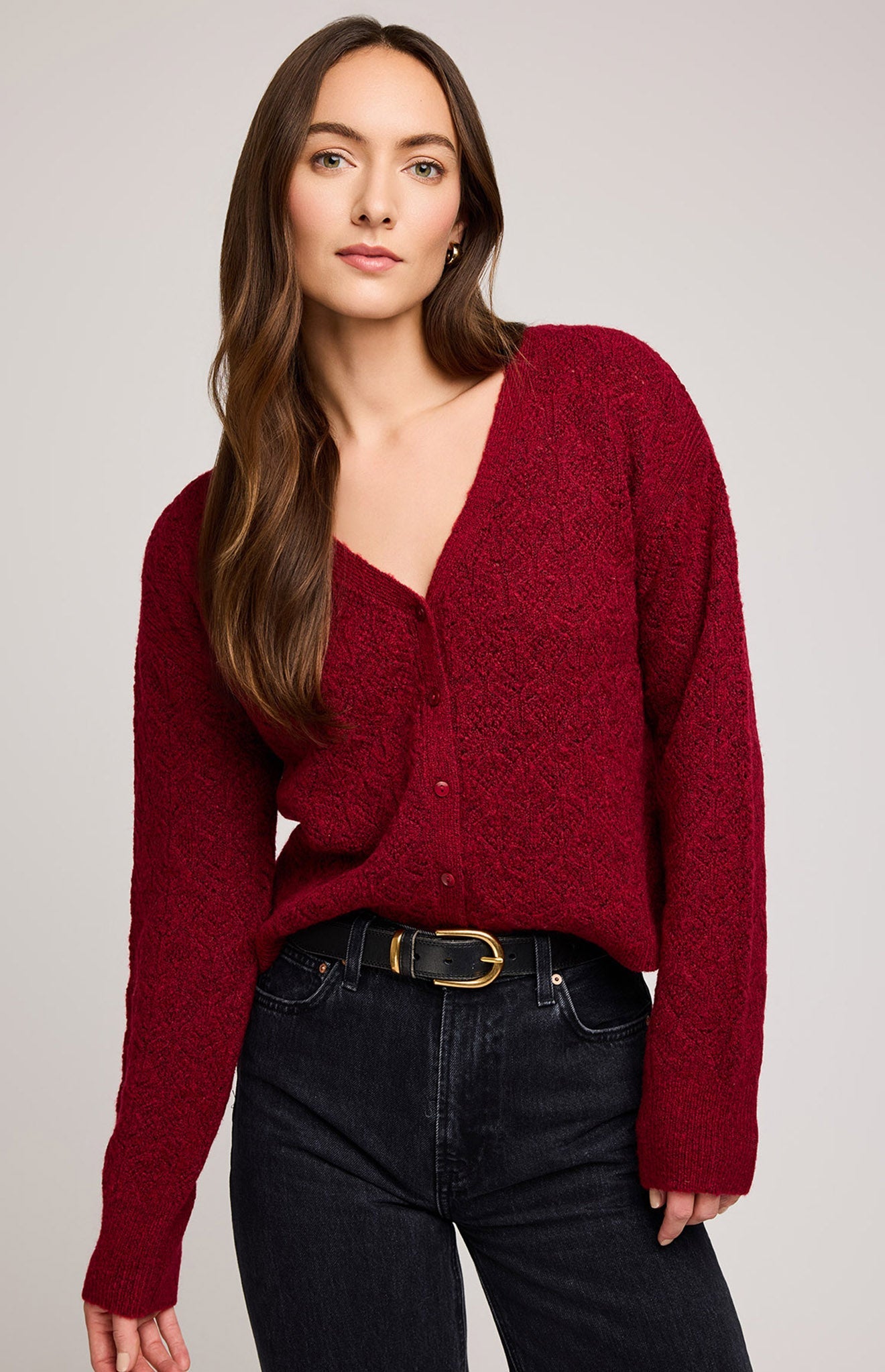 Lila Cardigan|Color:Heather Crimson