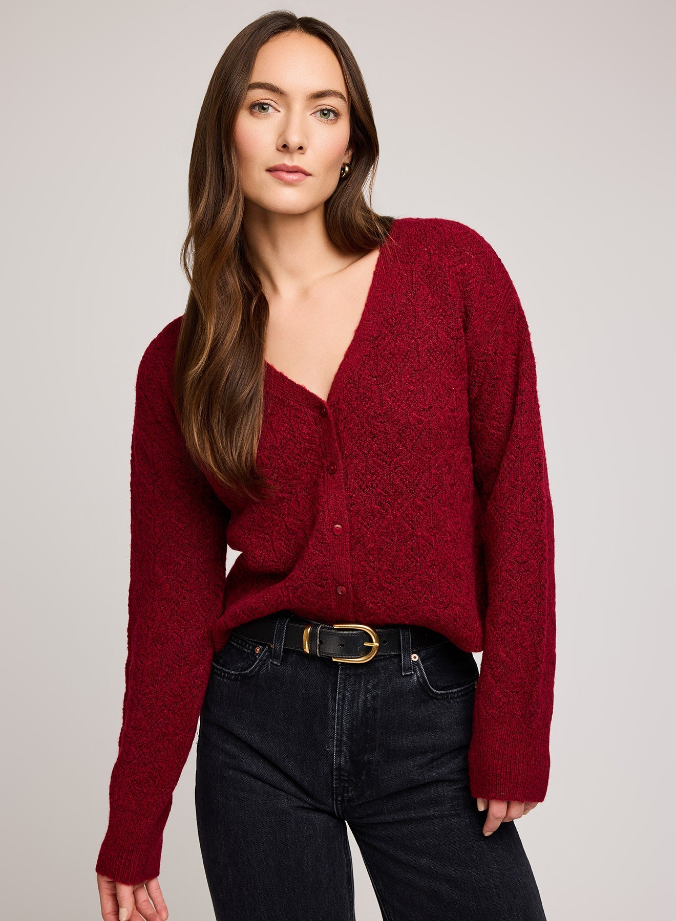 Lila Cardigan|Color:Heather Crimson