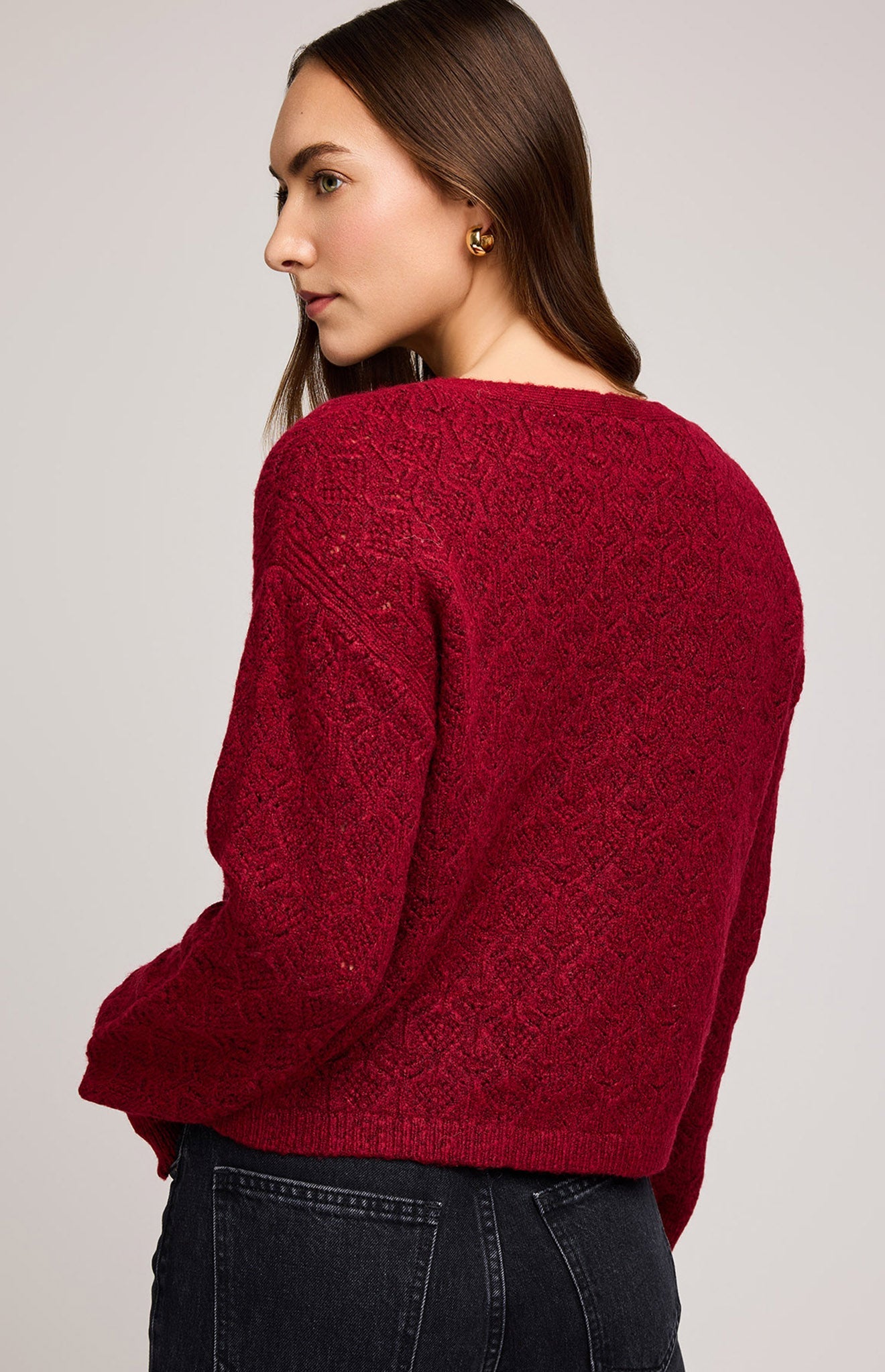 Lila Cardigan|Color:Heather Crimson
