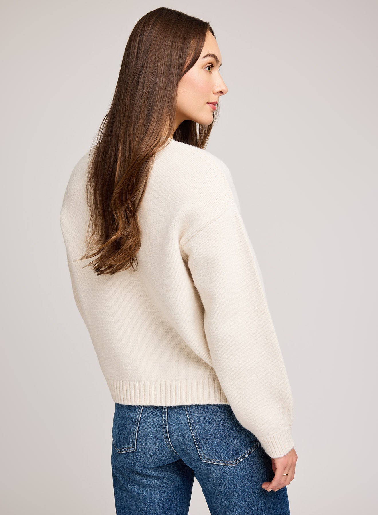 Angelica V-Neck Sweater|Color:Alabaster
