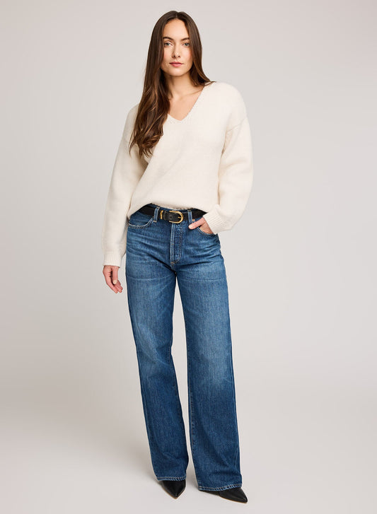 Angelica V-Neck Sweater|Color:Alabaster