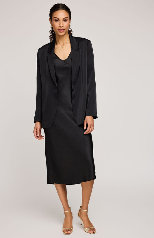 Dione Satin Blazer|Color:Black