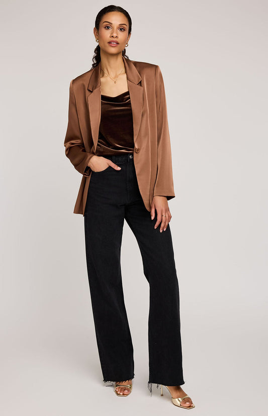 Dione Satin Blazer|Color:Chestnut