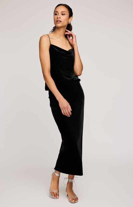 Dahlia Velvet Column Skirt|Color:Black