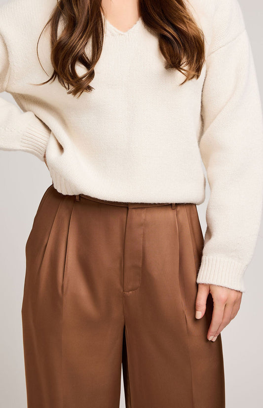 Amelie Satin Pant|Color:Chestnut