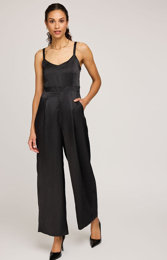 Irina Satin Jumpsuit|Color:Black