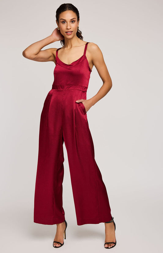 Irina Satin Jumpsuit|Color:Crimson