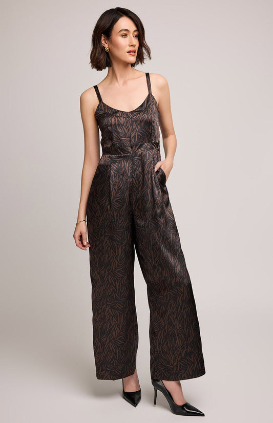 Irina Satin Jumpsuit|Color:Java Print