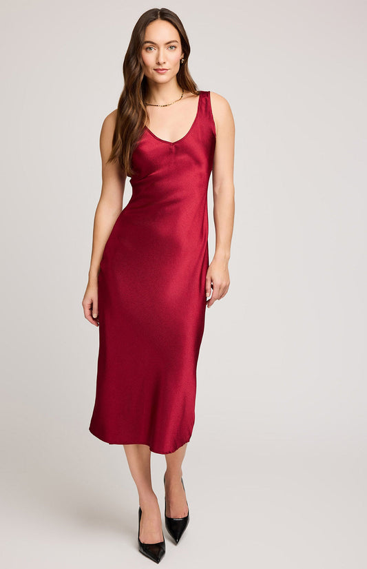Astra Satin Dress|Color:Crimson