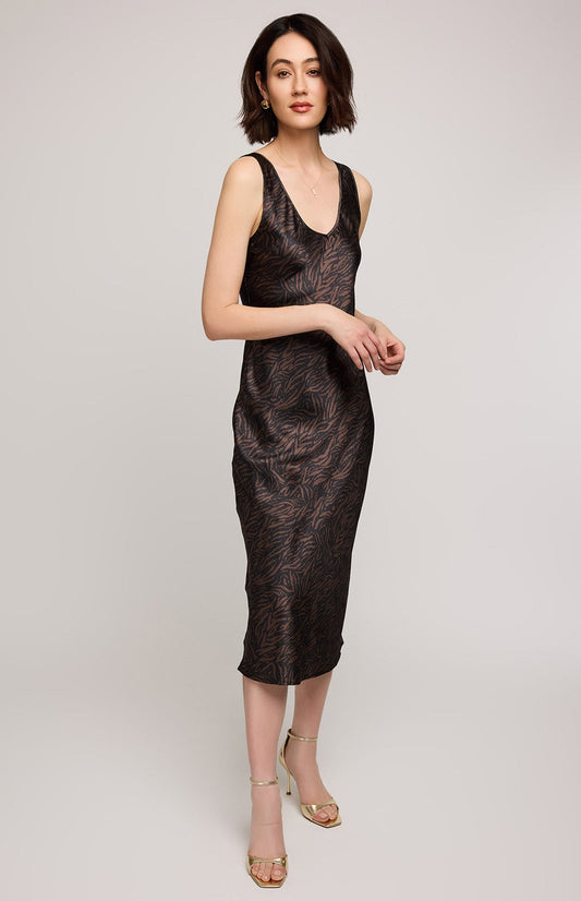 Astra Satin Dress|Color:Java Print