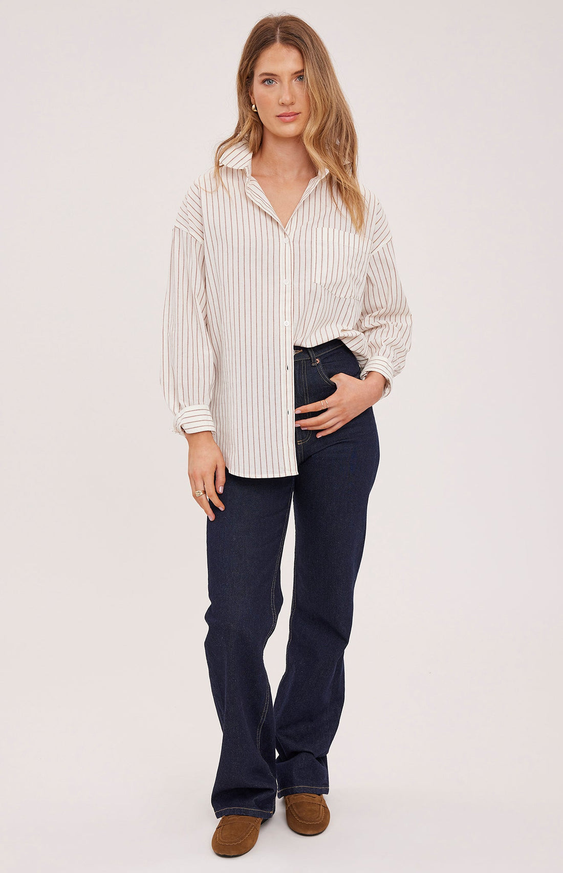 Orlando Button Down Shirt|color:Cream Stripe