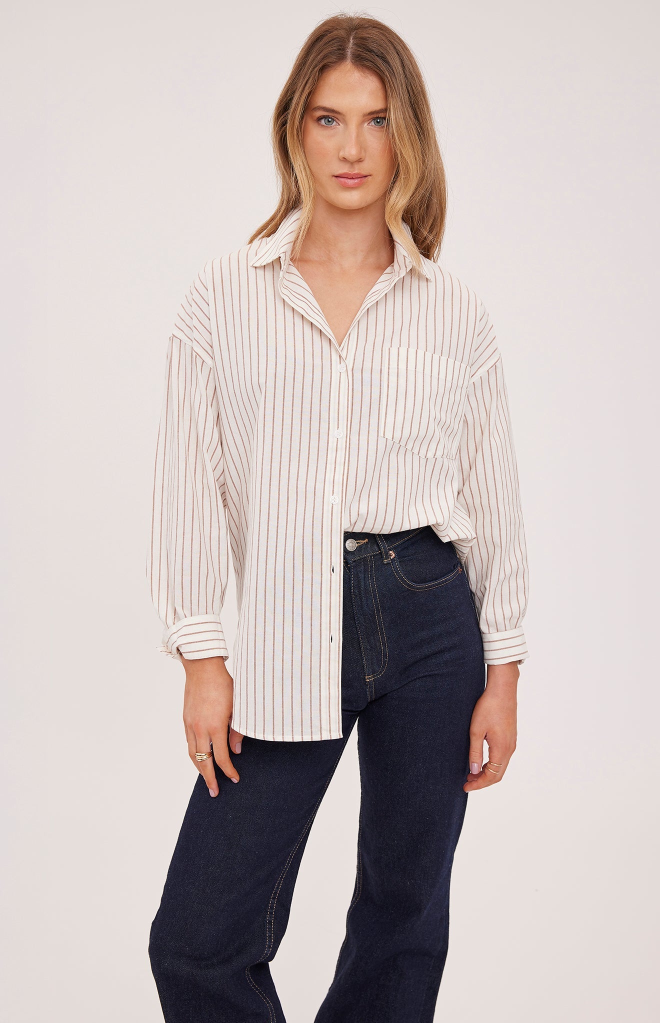 Orlando Button Down Shirt|color:Cream Stripe