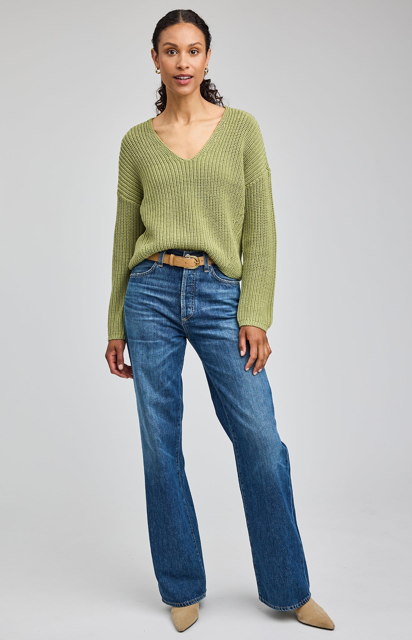 Spencer V-Neck Knit Sweater|color:Meadow