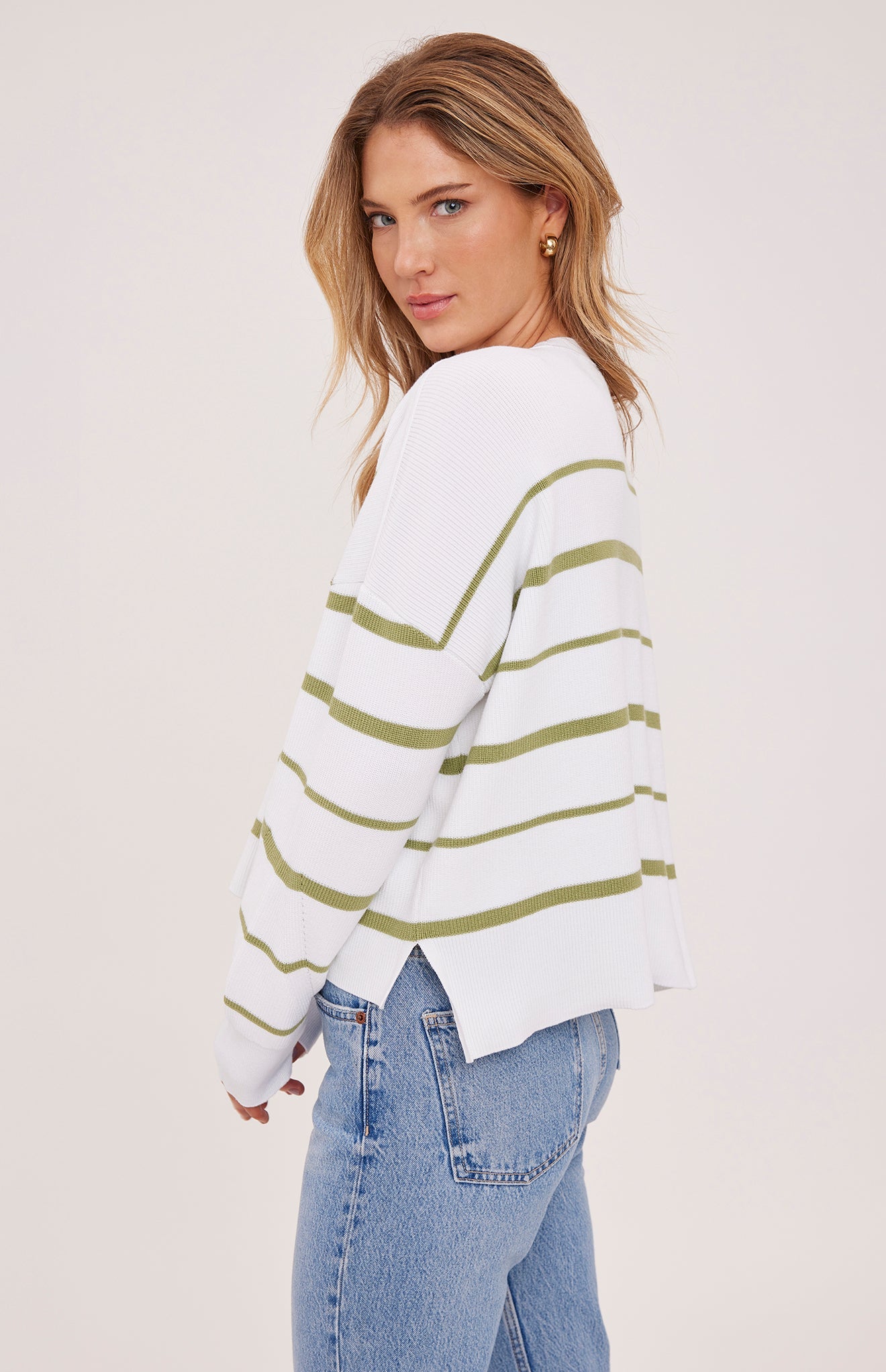 Echo Pullover Sweater|color:Meadow Stripe