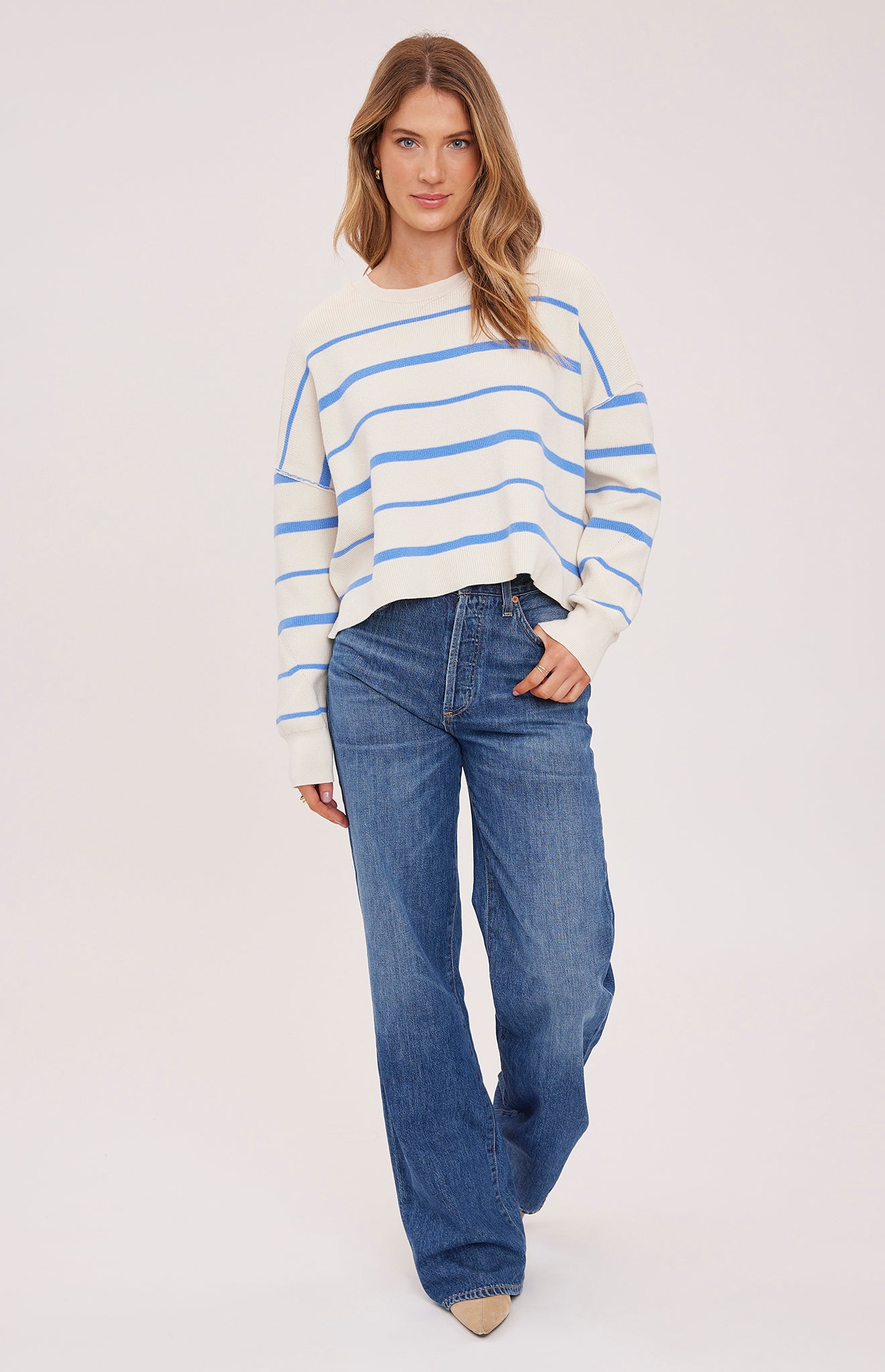 Echo Pullover Sweater|color:Sky Stripe