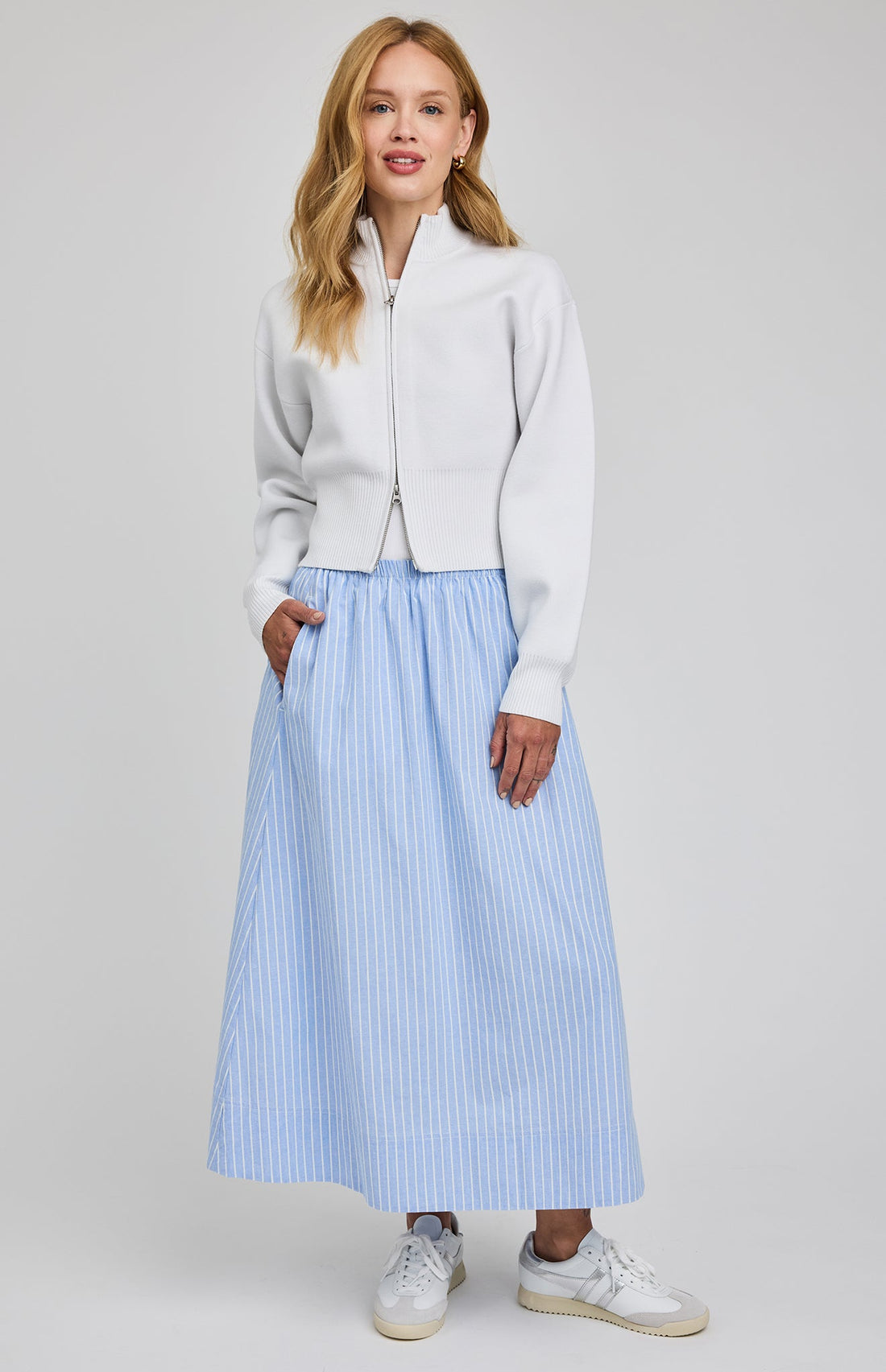 Wilhelmina Midi Skirt|color:Sky Stripe