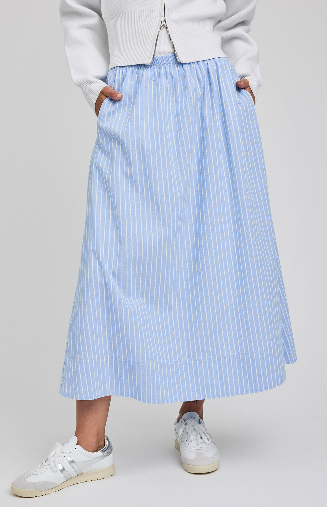 Wilhelmina Midi Skirt|color:Sky Stripe