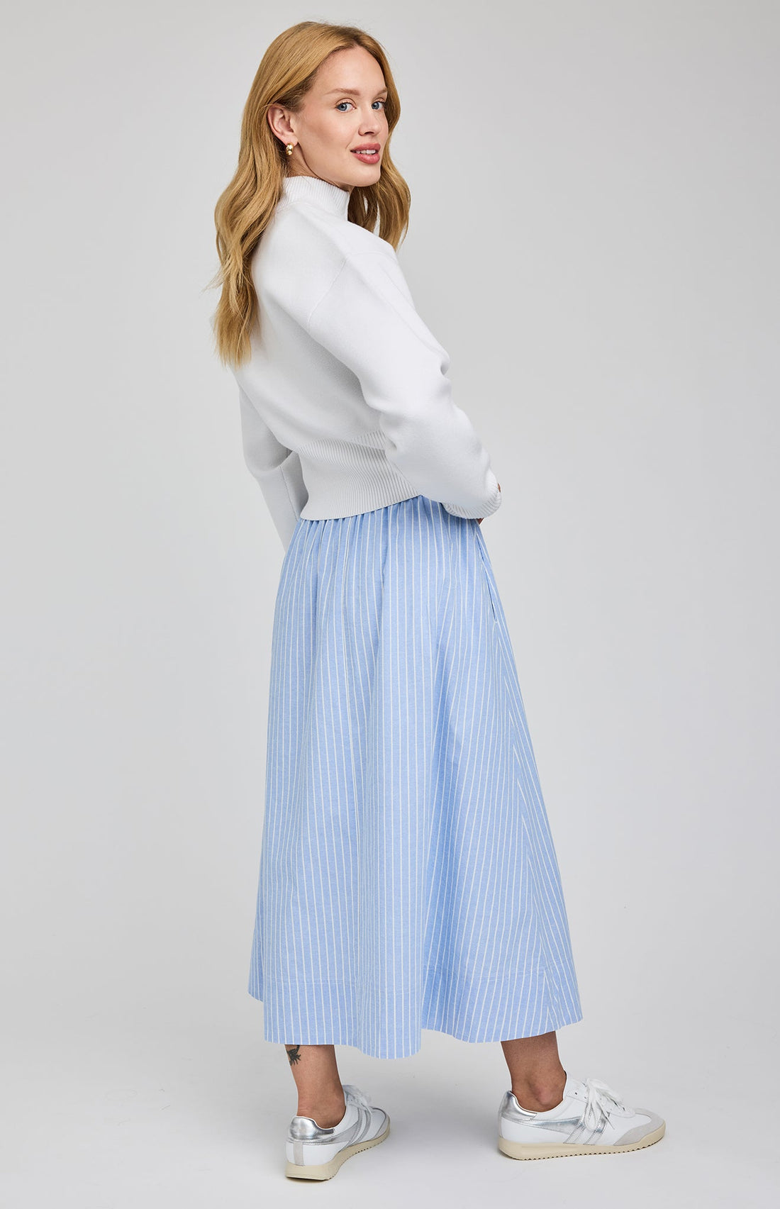Wilhelmina Midi Skirt|color:Sky Stripe