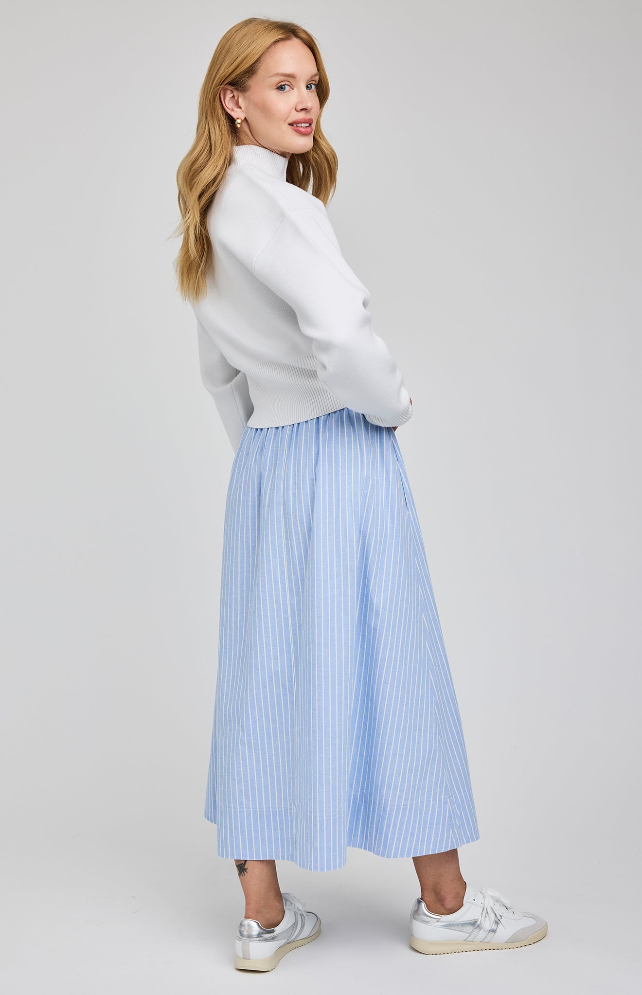 Wilhelmina Midi Skirt|color:Sky Stripe