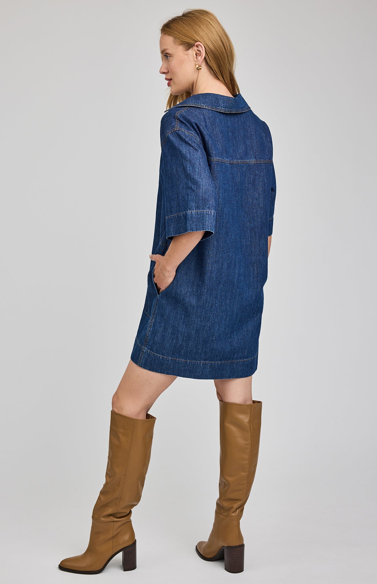 Evelina Mini Dress|color:Dark Wash