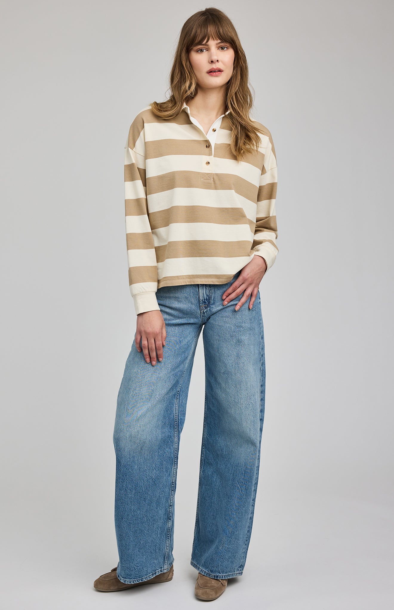 Britt Shirt|Khaki Stripe