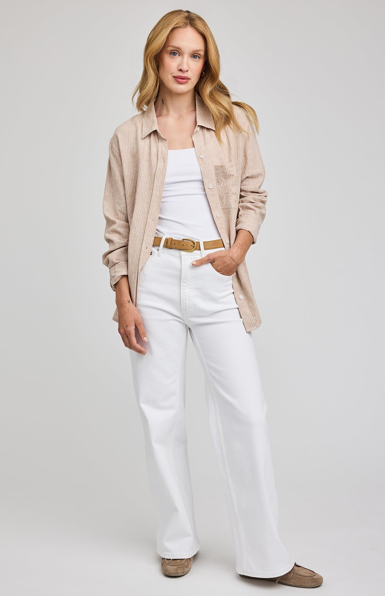 Dominique Button Down Shirt|Beechwood Stripe