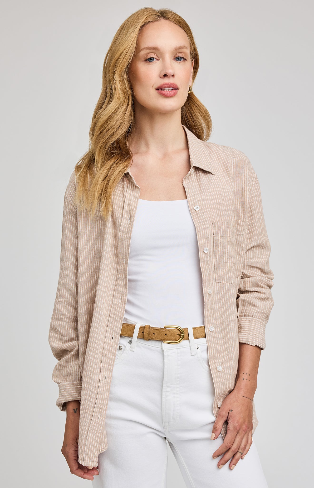 Dominique Button Down Shirt|Beechwood Stripe