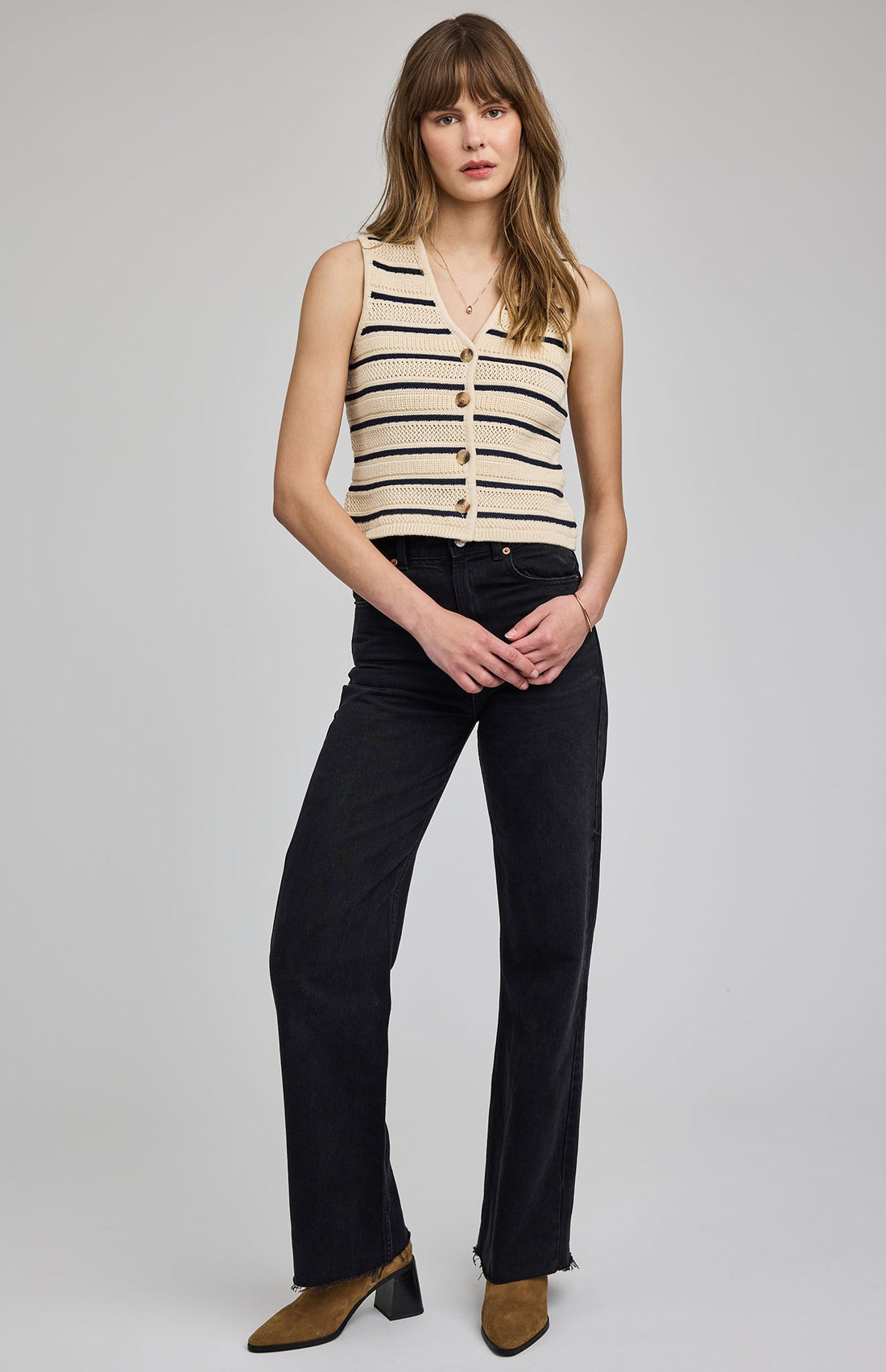 Mariana Knit Vest|Navy Stripe